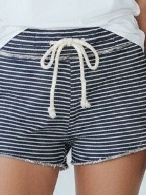 Atmosphere Navy & White Striped  Drawstring Shorts